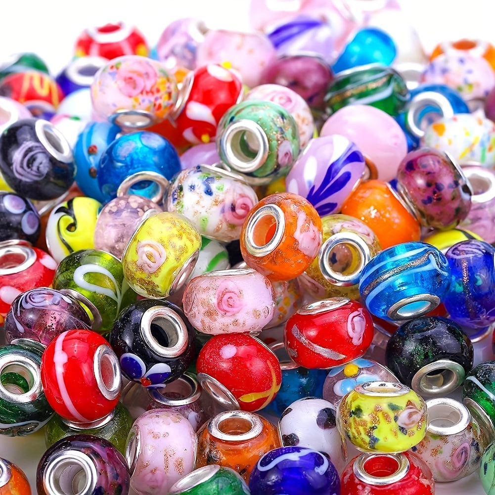 30-50-100pcs 15x11mm Large Hole Glass Bead Loose Bead DIY Jewelry Accessories