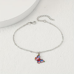 Colorful Butterfly Pendant Chain Anklet Boho Style Adjustable Women Dating Gift