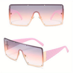 Oversized Sunglasses Rivet Decor Gradient UV400