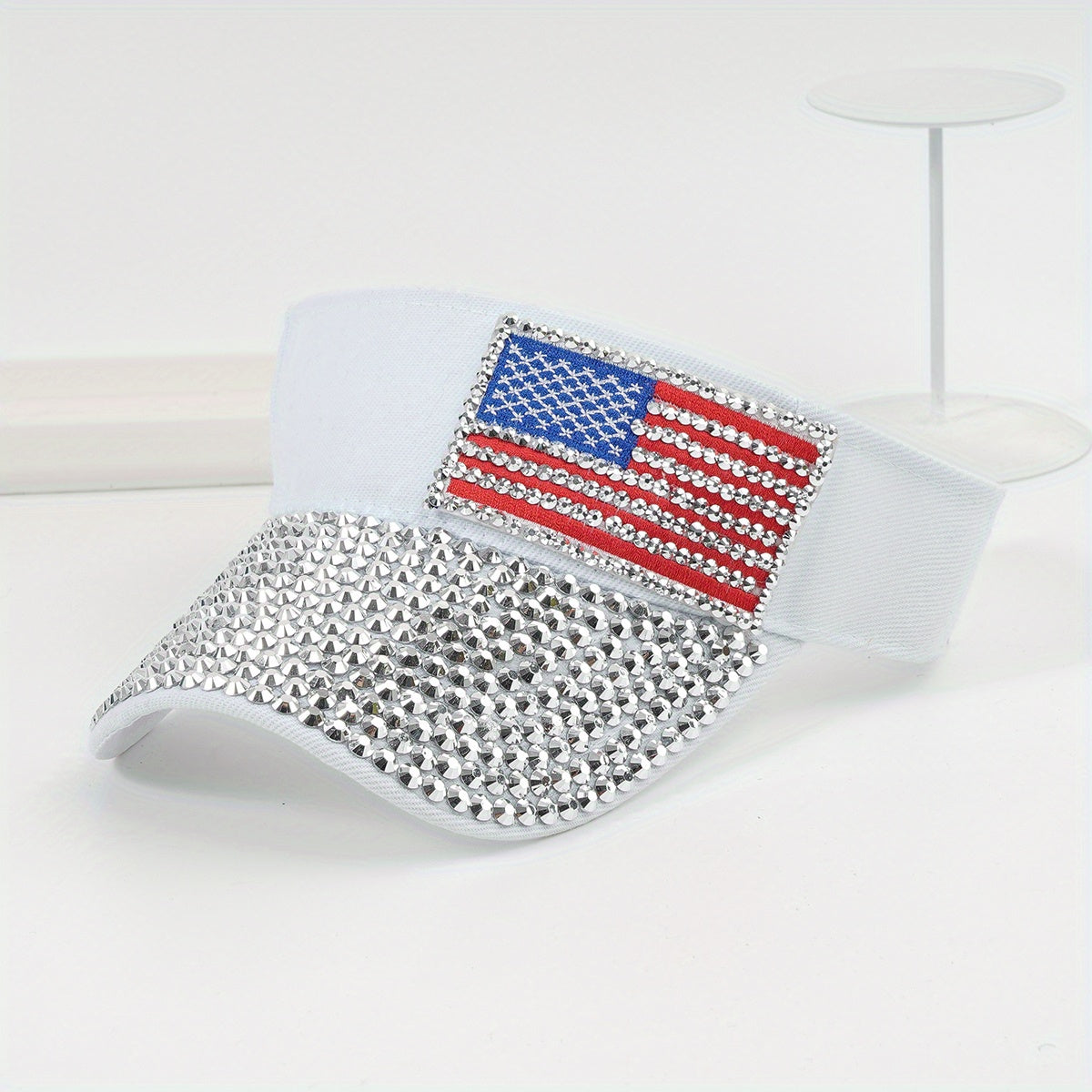 Rhinestone Visor Hat Flag Patch Sun Hat Baseball Cap