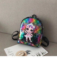 9 Inch Pu Backpack Girl Print Shoulder Bag School Bag for Teenager