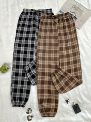 2pcs Plaid Sleep Bottoms Soft & Comfy Elastic Waistband Pants