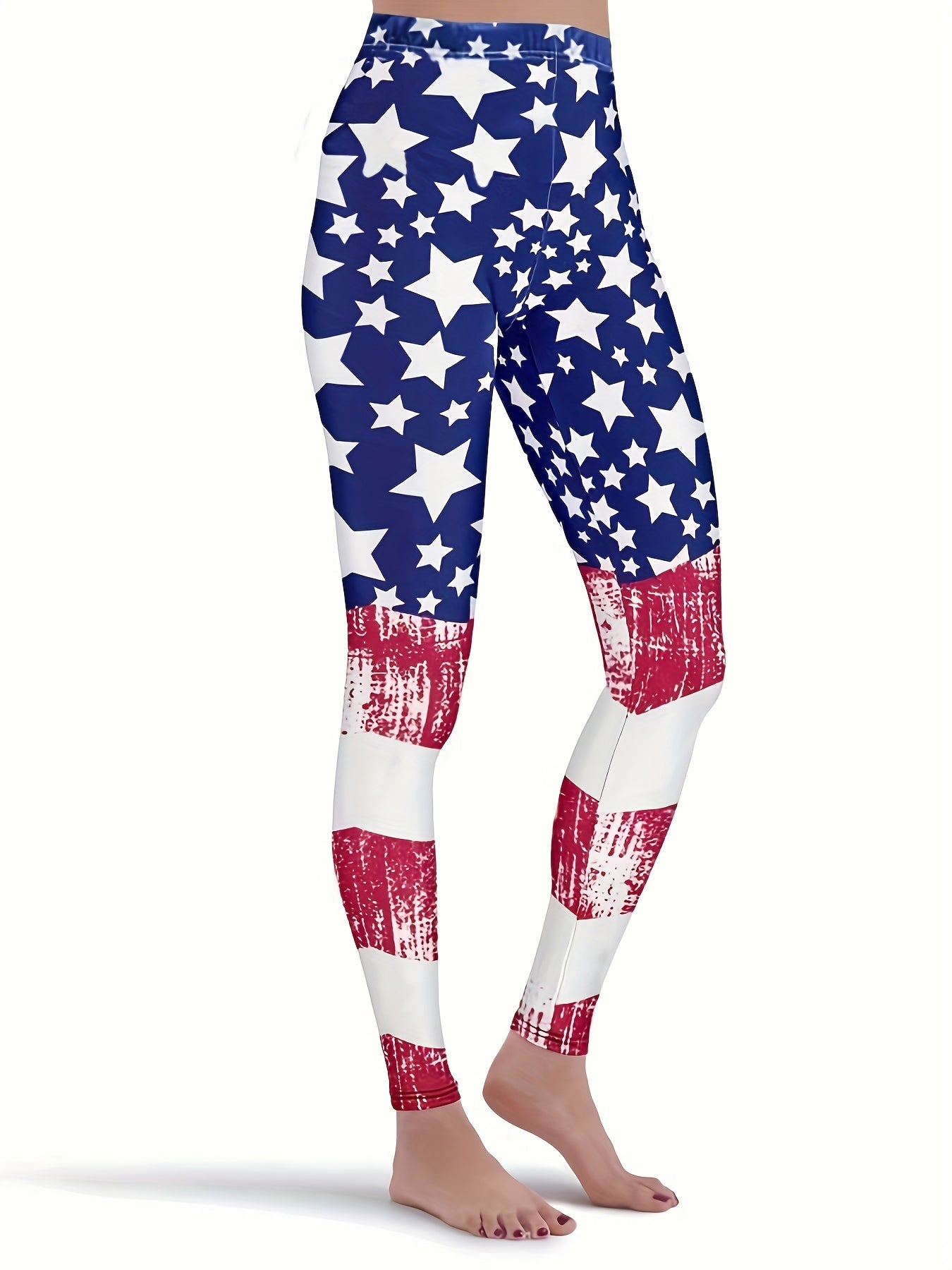 Flag Print Skinny Leggings Casual Every Stretchy Leggings Women's Clothing