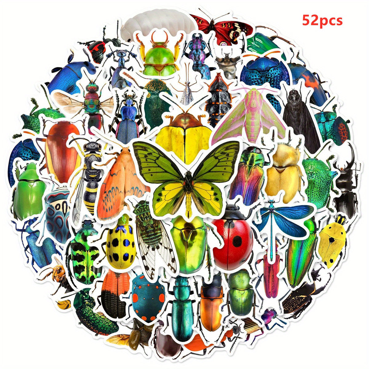 52pcs Cartoon Animals Insect Stickers for Cup Phone Case Skateboard DIY Toys