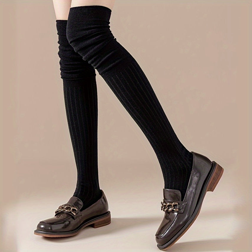 3 Pairs Striped Thigh High Socks Women's Stockings
