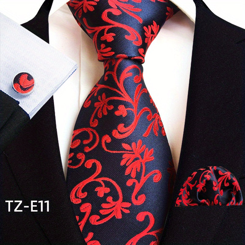 Men's Jacquard Tie Cufflink Square Scarf Business Parties