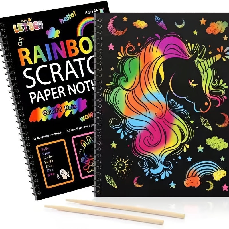 Rainbow Scratch Off Notebook Set - 12 Sheets