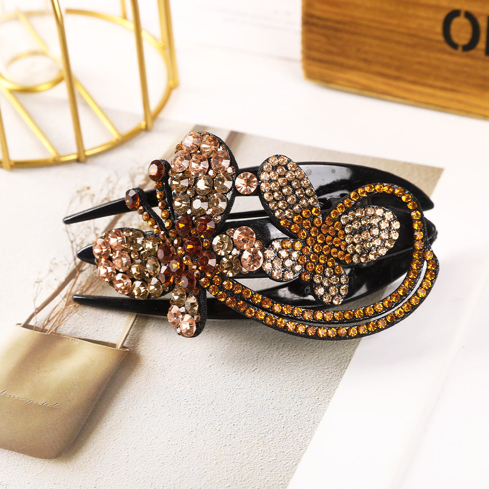 Rhinestone Flower Hair Claw Clip Strong Hold Hairpin