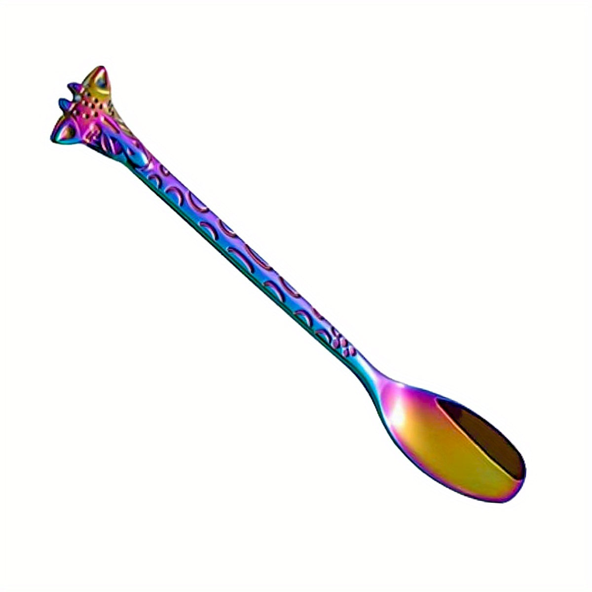 5PCS Giraffe Stainless Steel Dessert Spoon & Fork Animal Fruit Fork Mixing Spoon