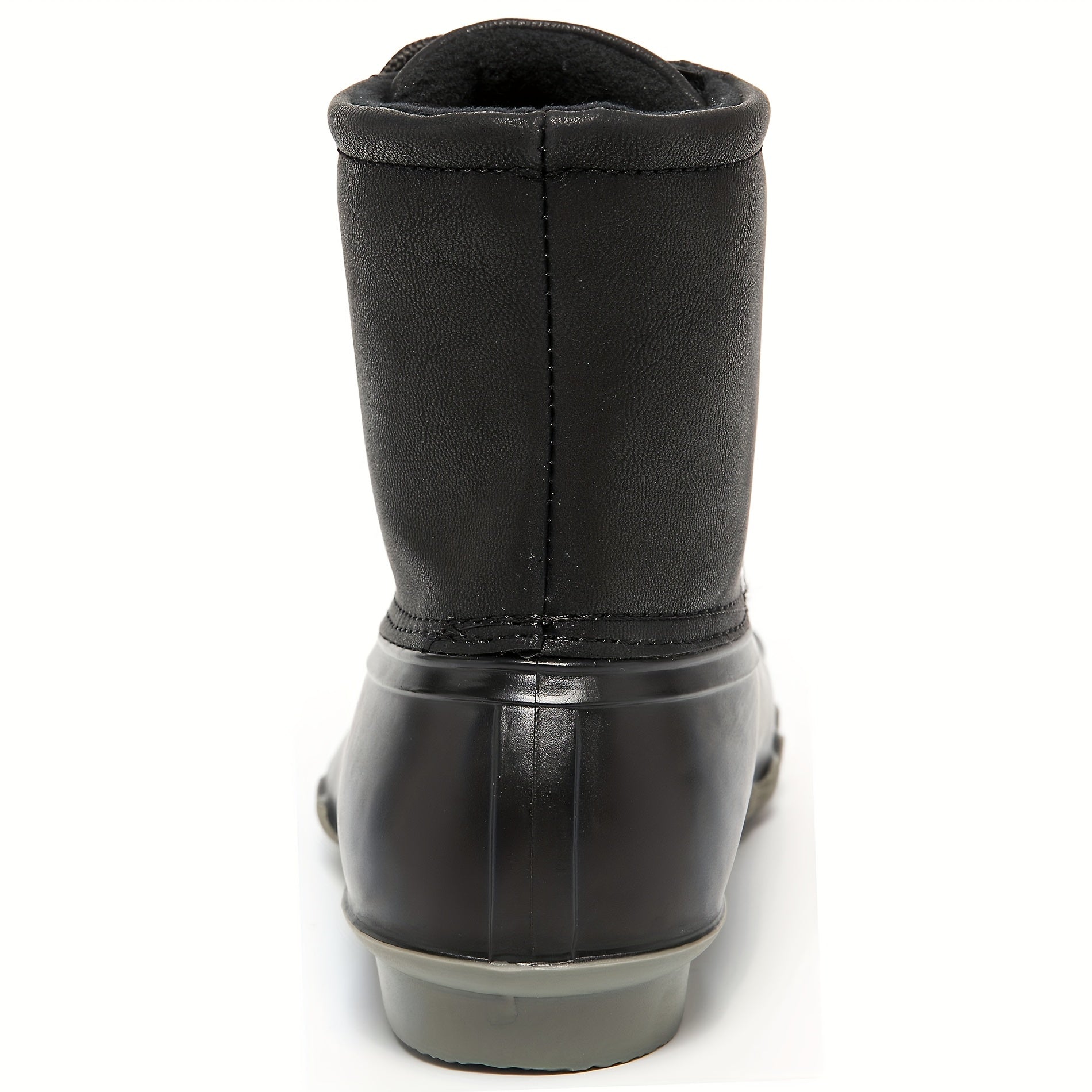 Thermal Waterproof PVC Duck Boots Lace Up Flat Non Slip Rain Snow Boots