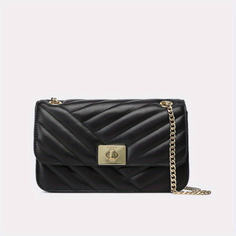 Women's Small Crossbody Bag with Chain Strap & Clasp Closure