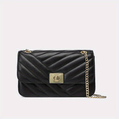 Women's Small Crossbody Bag with Chain Strap & Clasp Closure