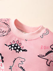 2pcs Baby Girls Dinosaur Print Top & Pant Set Kids Clothes