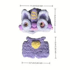Handwoven Purple Lion Plush Clothes for 15-16cm Dolls