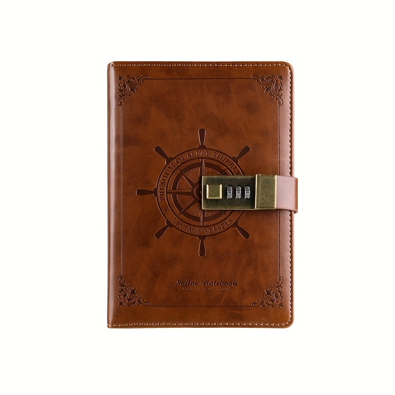 Sailor Style Retro Password Book PU Notebook With Lock Student Diary B6
