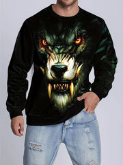 Beast Theme Print Men's Crew Neck Long Sleeve Sweatshirt Casual Wear
