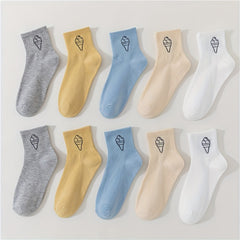 10 Pairs Ice Cream Print Socks Women's Crew Stockings & Hosiery