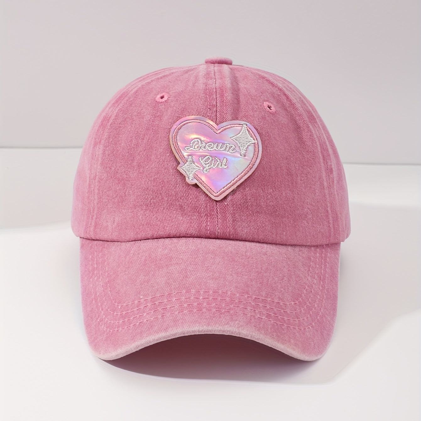 Pink Heart Printed Baseball Cap Casual Sunshade Dad Hat Adjustable Sun Hats