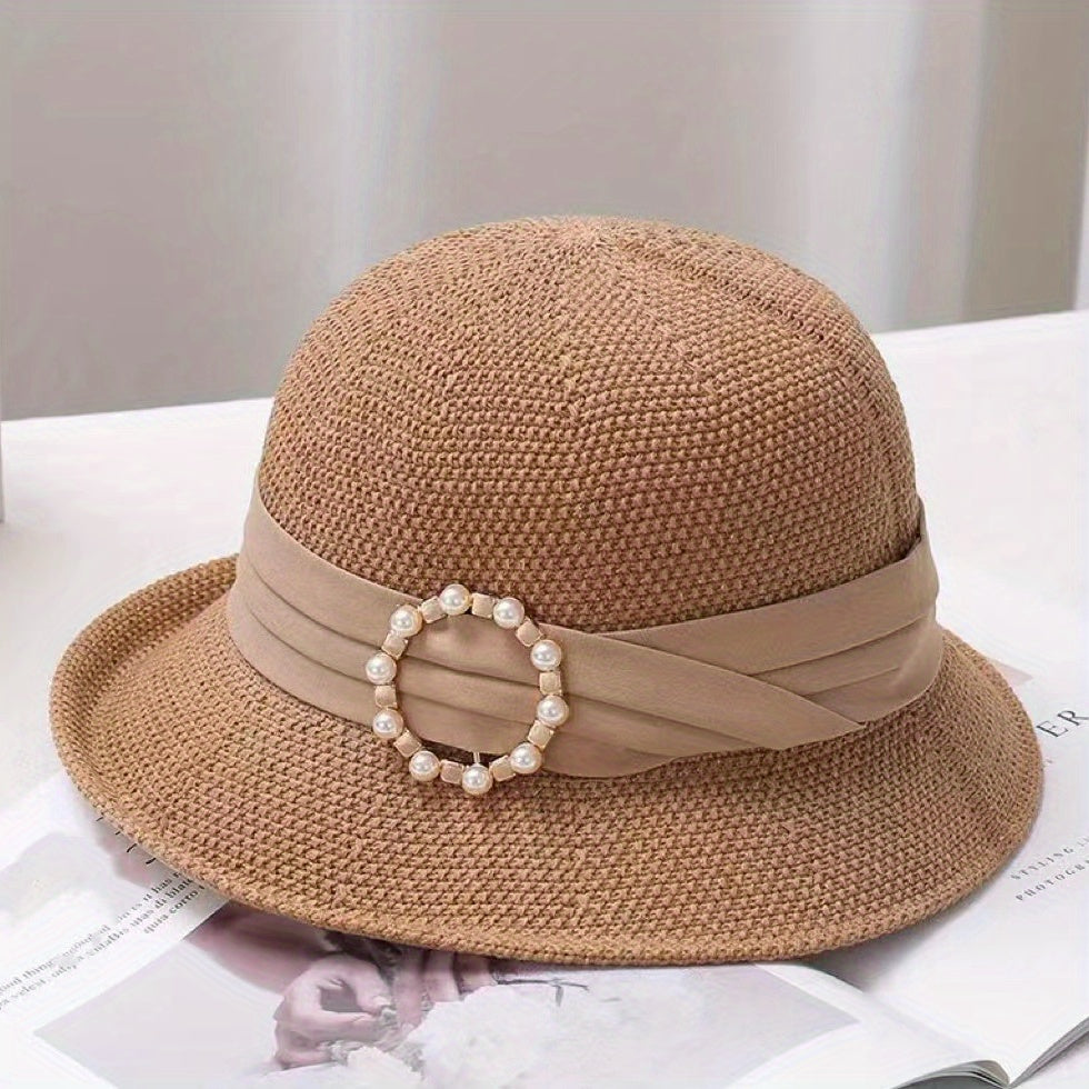 Ribbon Decor Bucket Hat Solid Sun Hat For Women