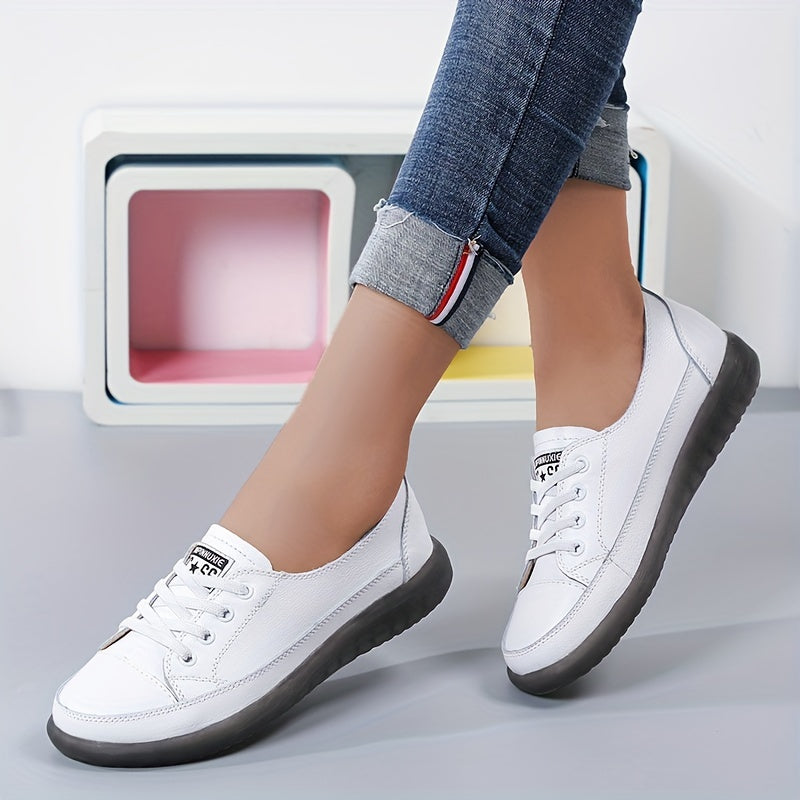 Women's Lace Up Flat Shoes Low Top Walking Sneakers