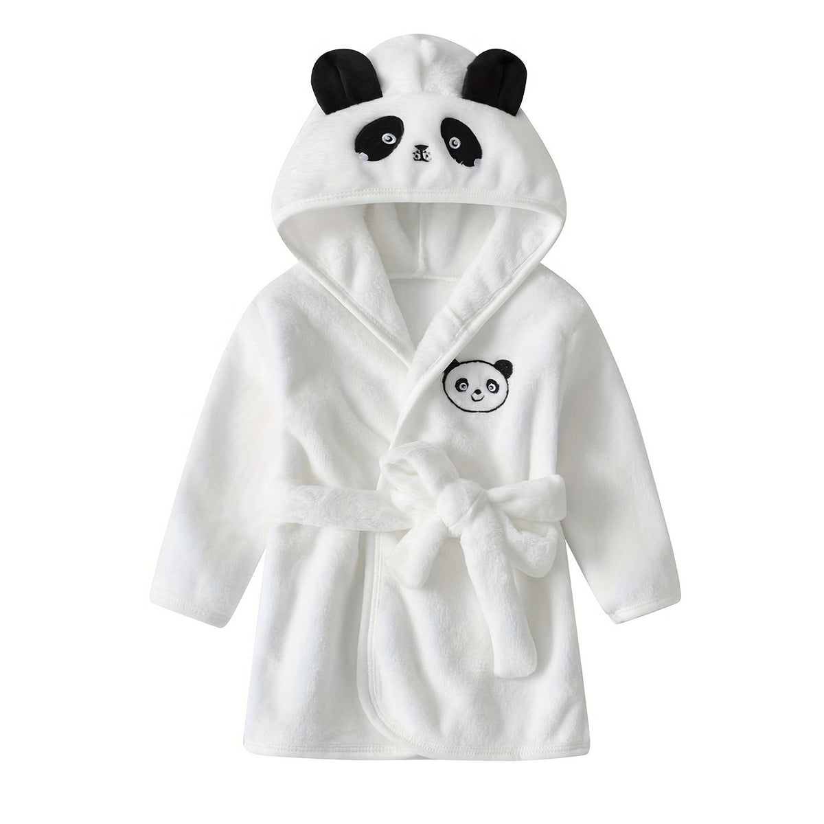 Panda Shape Hoodie Kids Pajamas Fleece Bathrobe