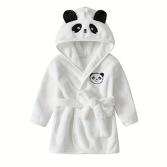 Panda Shape Hoodie Kids Pajamas Fleece Bathrobe