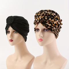 Leopard Print Knotted Turban Cap Set