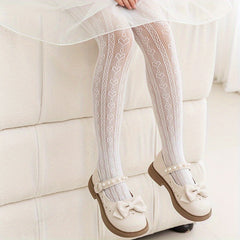 Girls Heart Pattern Hollow Pantyhose Princess Tights Leggings