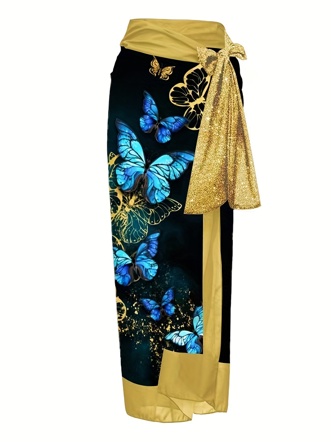  Butterfly Print Tankini Set with Skirt