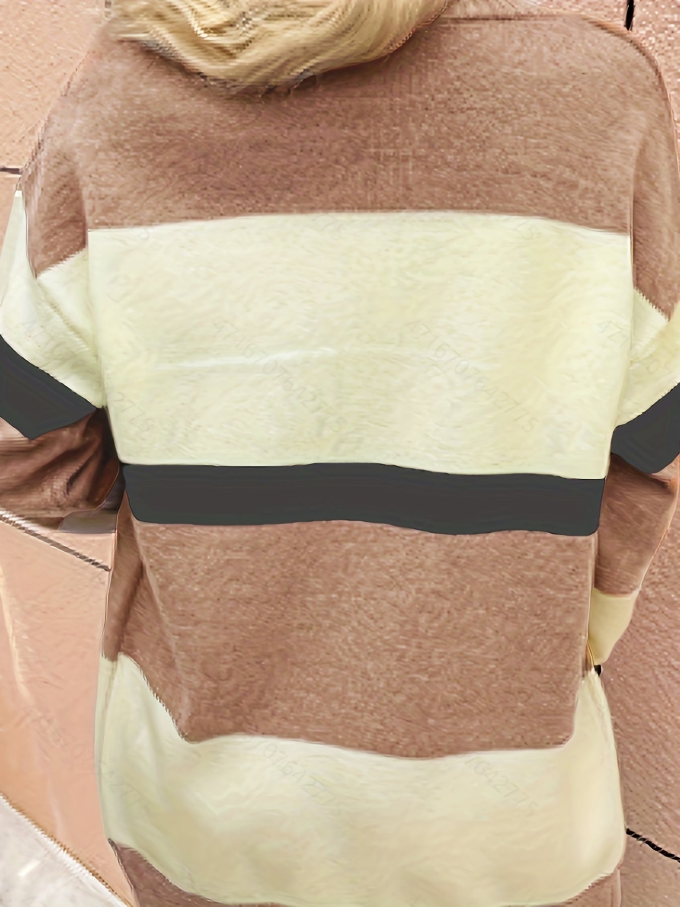  Colorblock Knit Cardigan Long Sleeve Stretch Sweater