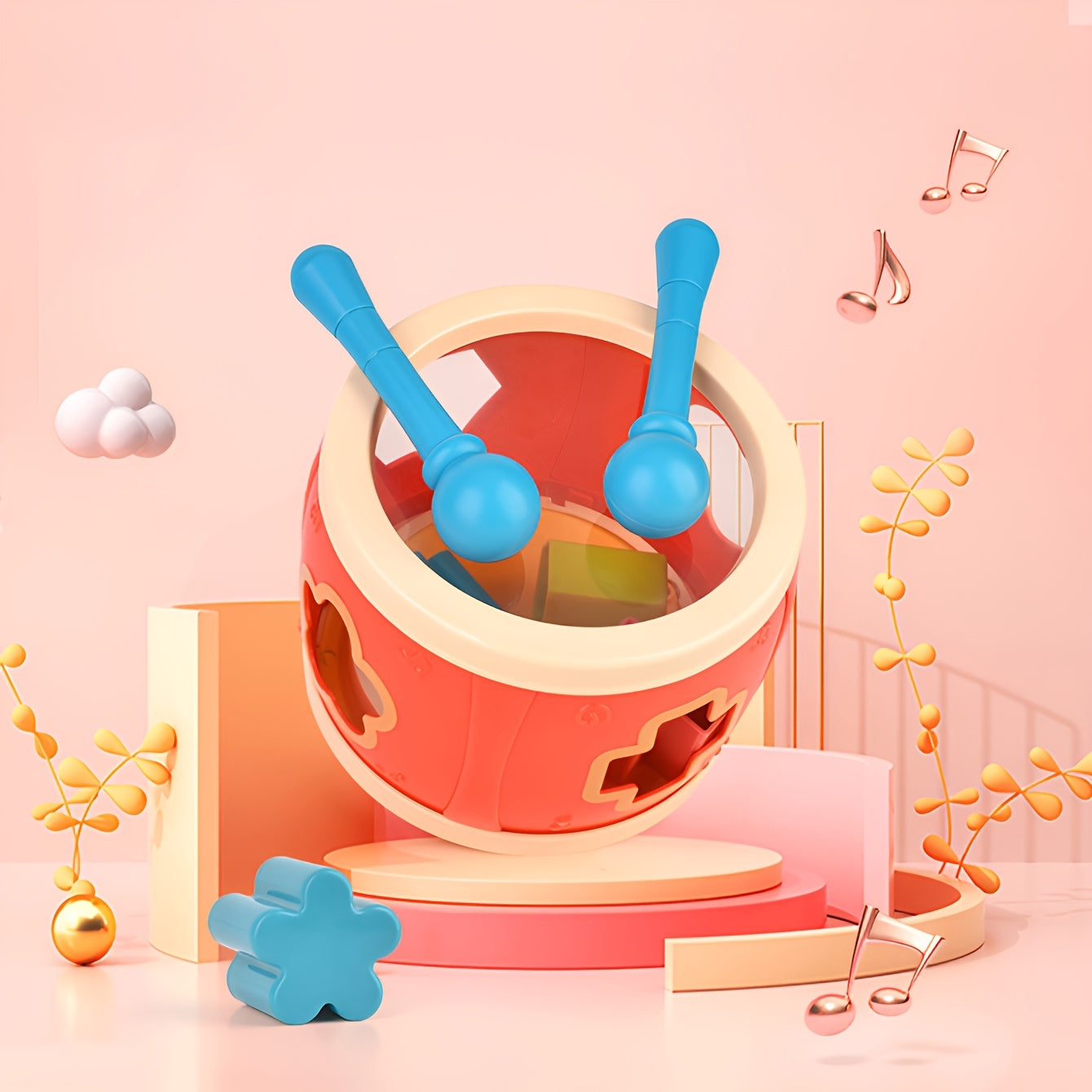 2-in-1 Clap Drum Puzzle Toy - Shape Matching Maze for Kids