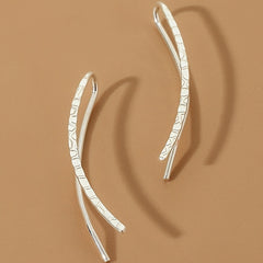 Long Copper Ear Climber Earrings Bar Studs