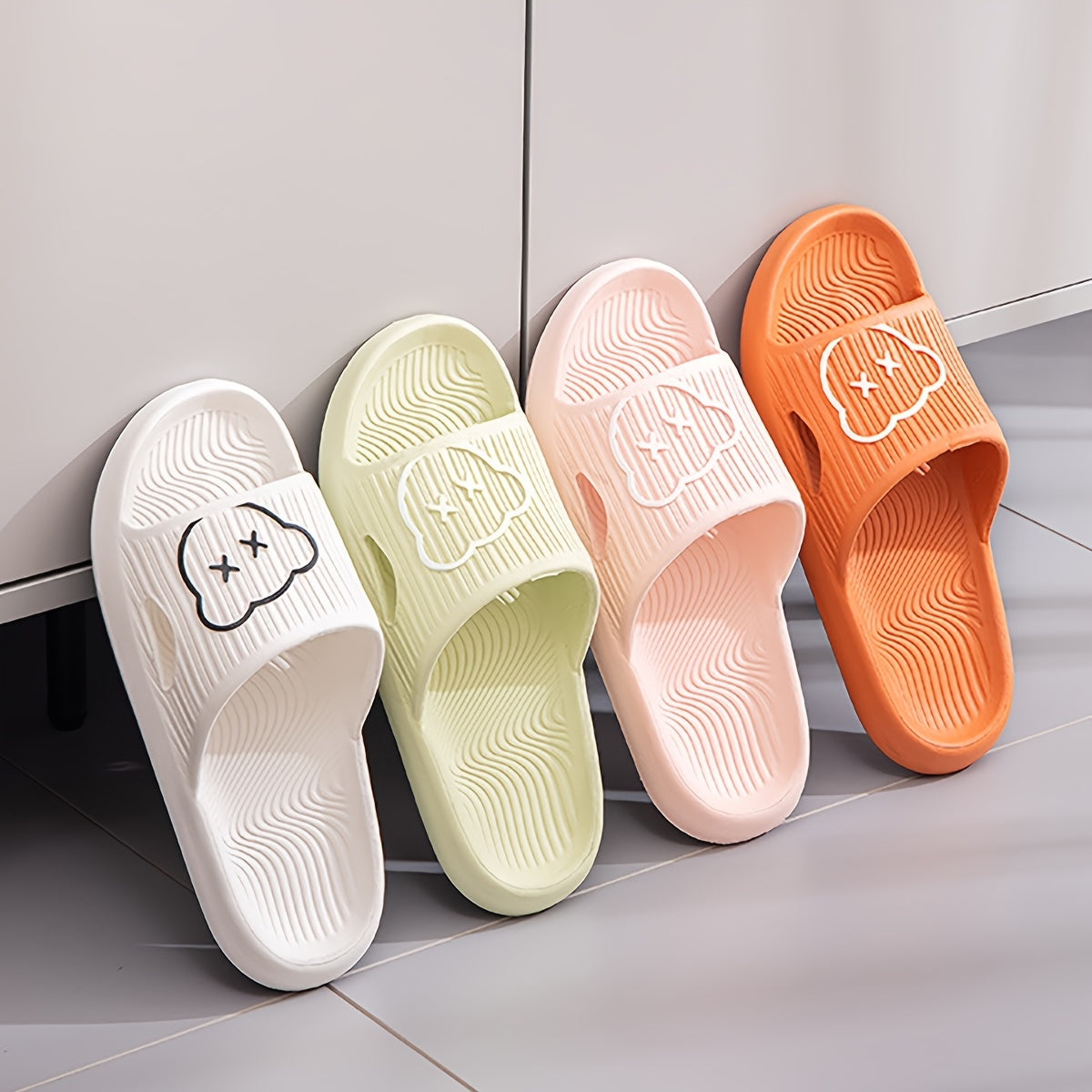 Women's Cartoon House Slippers Open Toe Soft Sole Anti slip Home Slides