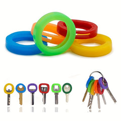 10pcs Silicone Key Cap Label Plastic Key Identification Rings
