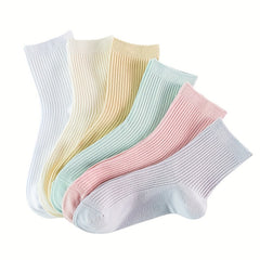 6 Pairs Ribbed Socks Breathable Women's Stockings