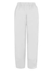 Solid Elastic Waist Pants Casual Loose Beach Pants With Pockets