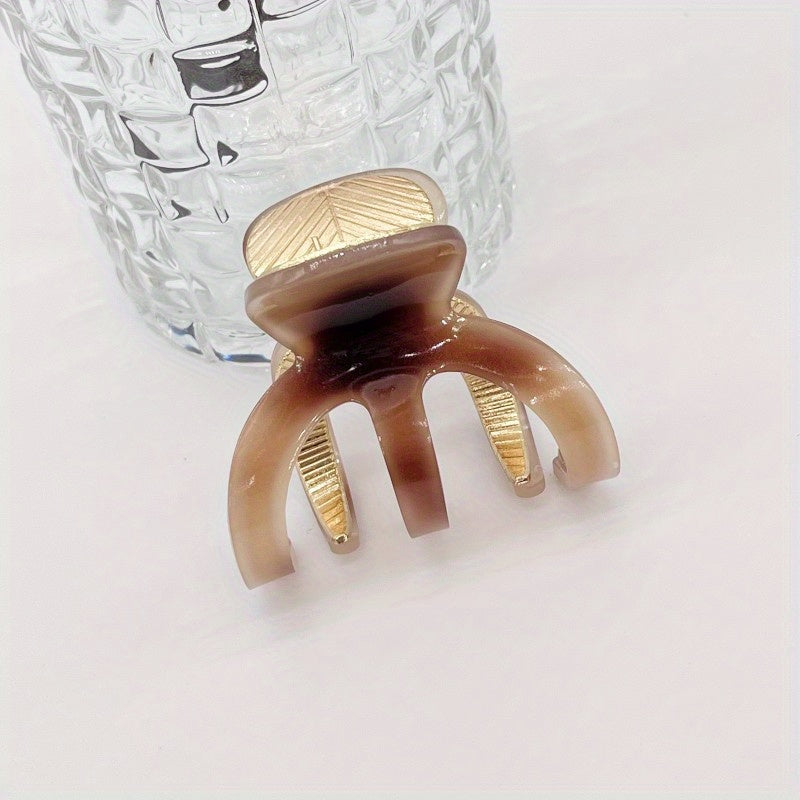 Acetate Hair Claw Curved Alloy Hair Clip Pearlescent Faux Pearl Shark Claw