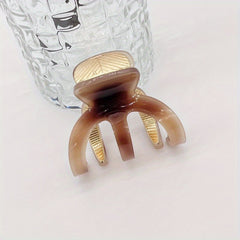 Acetate Hair Claw Curved Alloy Hair Clip Pearlescent Faux Pearl Shark Claw
