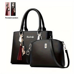 Classic Solid Bag Sets All Match Minimalist Tote Bag With Shoulder Bag