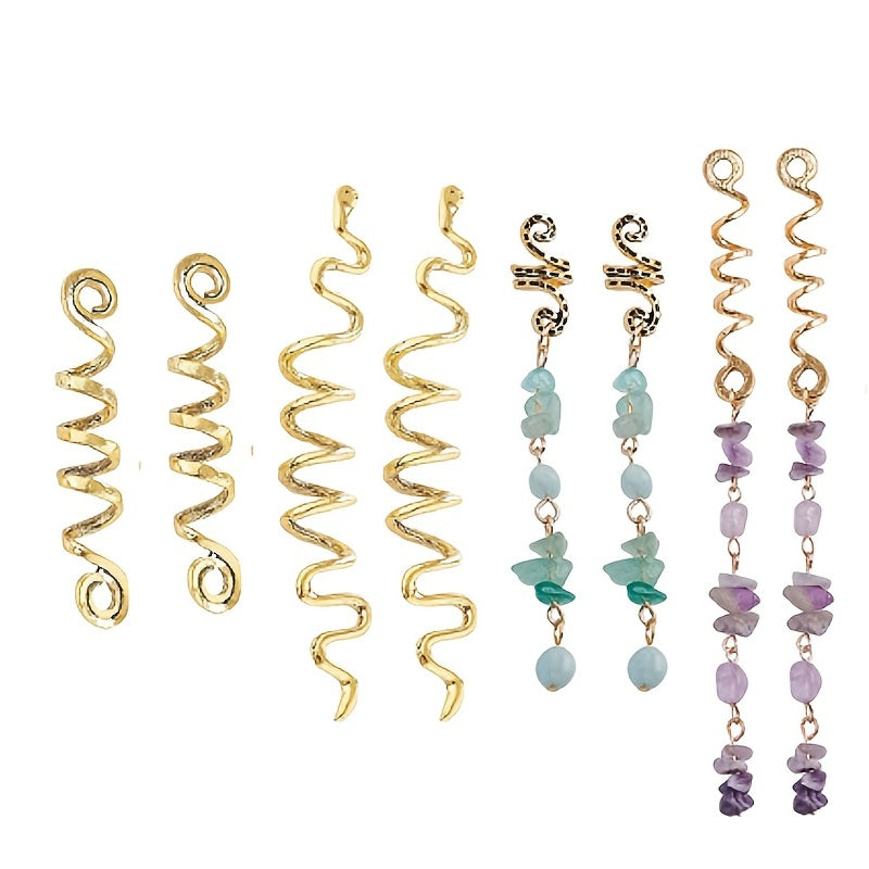 Amethyst Loc Beads Rings Crystal Braid Decor