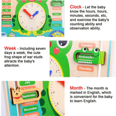 Montessori Wooden Toys Educational Clock for Kids Time Weather Seasons