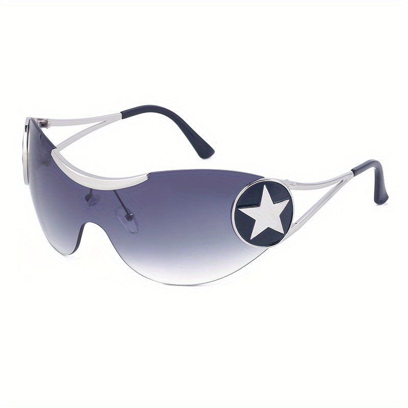 Y2K Rimless Sunglasses Gradient Lens Star Decor UV400