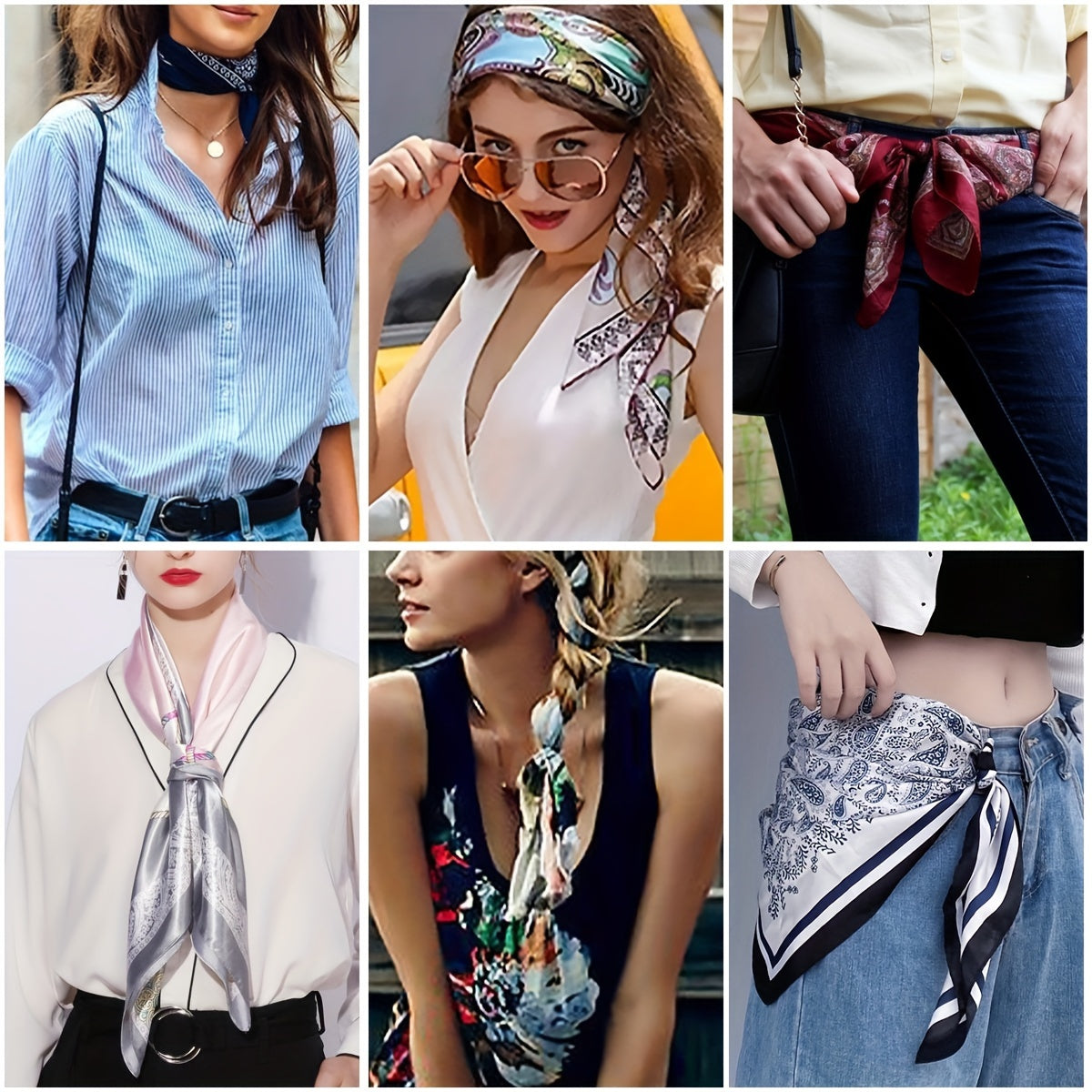 70cm Luxury Silk Scarf Print Satin Scarf Head Neck Scarf Hair Wrap