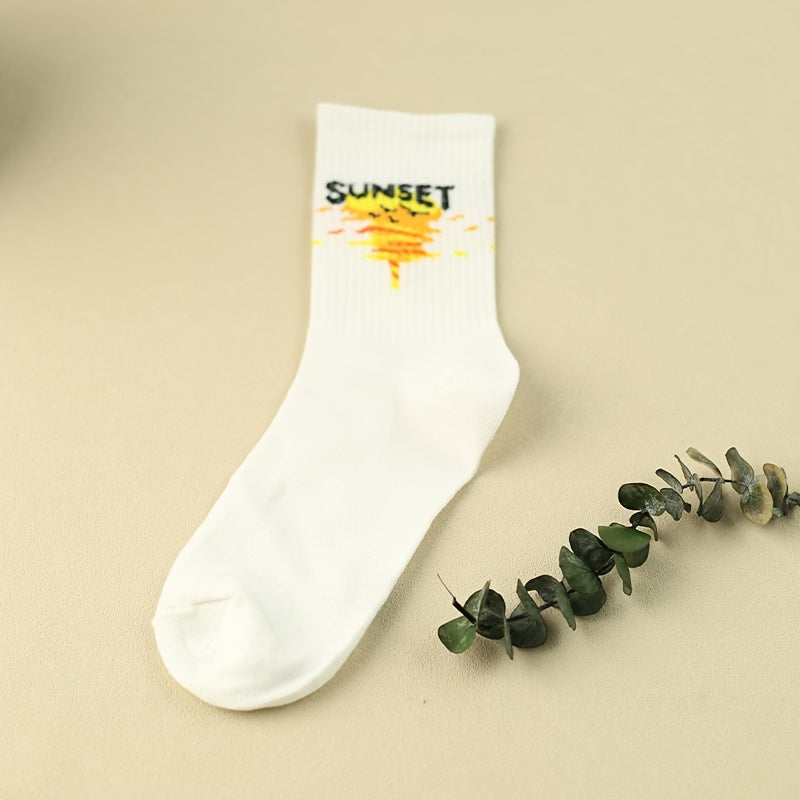 3 Pairs Letter Print Socks - Women's Comfy Mid Tube Socks