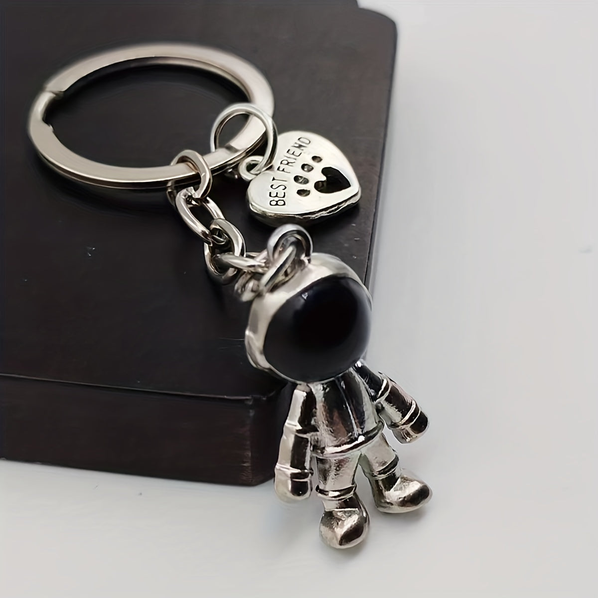Heart Astronaut Keychain Alloy Backpack Purse Charm Key Ring