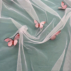 3D Embroidery Butterfly Mesh Lace Fabric Soft Tulle Fabric DIY Dress