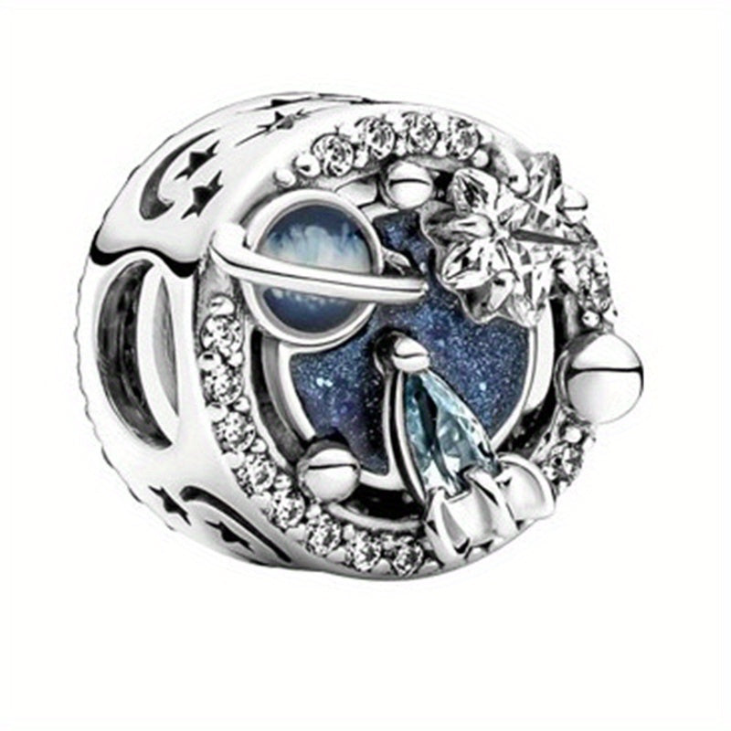 Star Galaxy Astronaut Beaded Bracelet with Angel Wings Charm