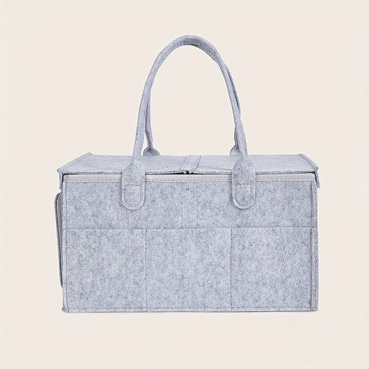 Foldable Flip Top Felt Mommy Diaper Storage Bag with Multiple Compartments