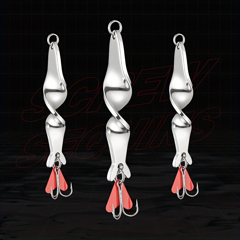 Metal Rotating Sequins Lure Jigbaits Spinner Fishing Bait With Three Hook