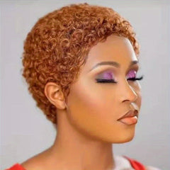 Short Pixie Cut Wigs For Women Short Curly Wavy Human Hair Wigs